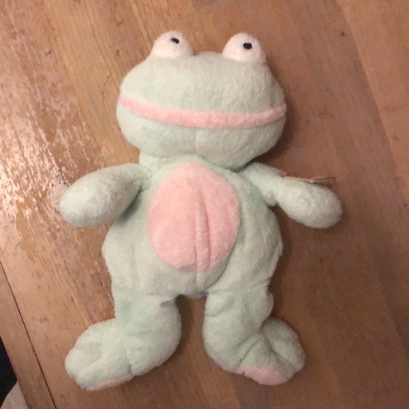 Ty Pluffies Grins Plush Frog Mint Green Stuffed Animal Tags 10” Beanbag - Picture 3 of 10